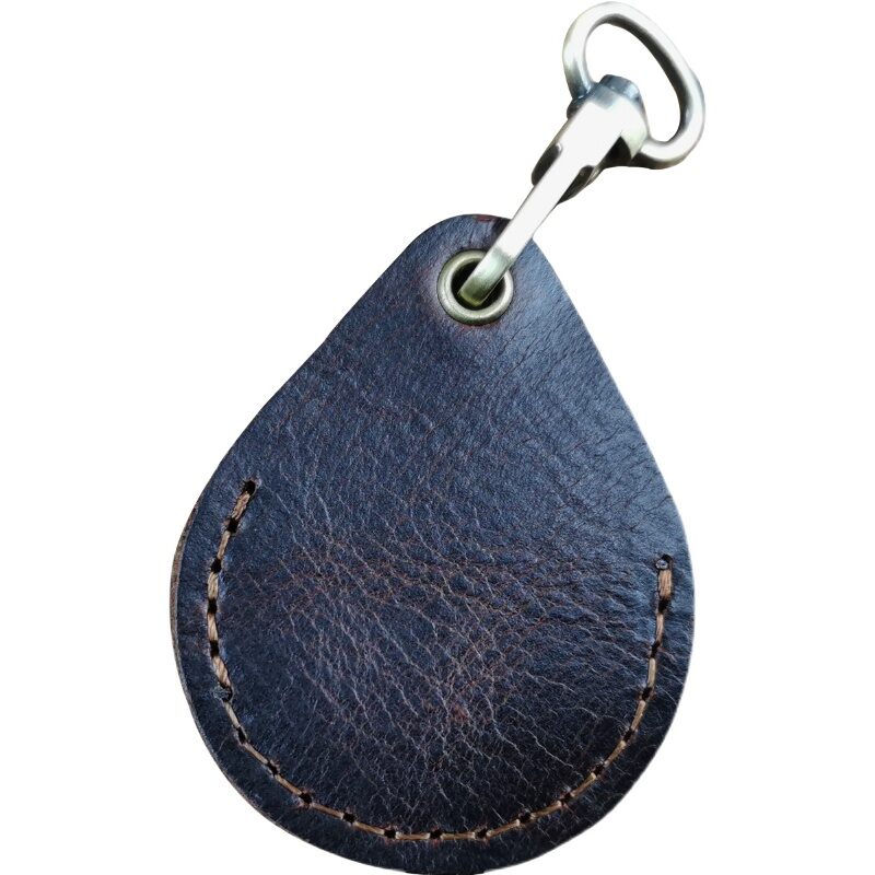 Cowhide Access Card Cover Water Drop Leather Keychain Bus Induction Mini Community Elevator Card Protective Cover