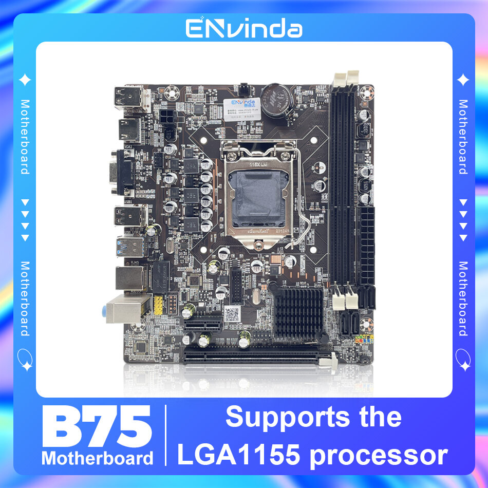 Envinda b75 bo mạch chủ lga 1155 dual channel ddr3 bộ nhớ sata iii usb 3.0 cho intel core i7 i5 i3 xeon cpu b75 mainboard