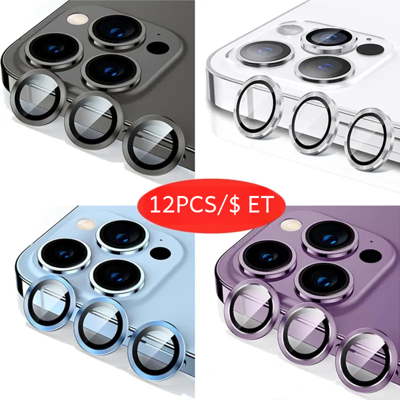 Bảo vệ ống kính camera cho iphone 14 pro max vòng kim loại bảo vệ kính cho iphone 11 12 13 pro max mini ống kính thủy tinh