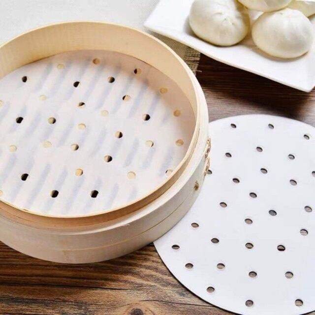 Giấy nến đục lỗ tệp 100 tờ, giấy nến nồi chiên không dầu size - 23cm, giấy thấm dầu