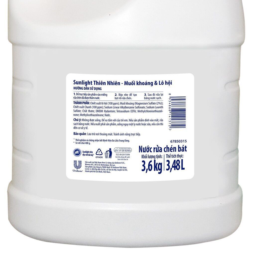 Can 3.6kg nước rửa chén Sunlight