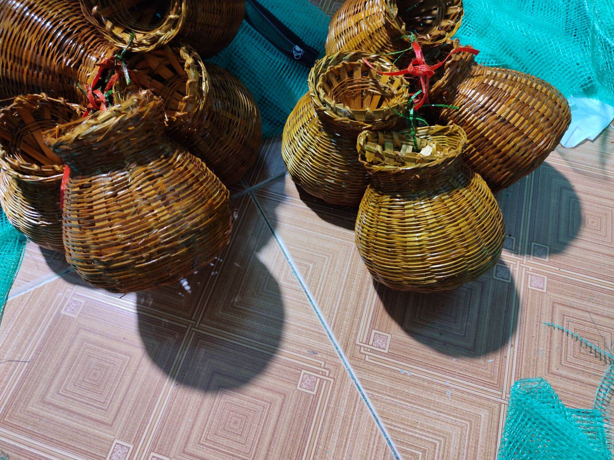 Giỏ cá trang trí,giỏ cá mây tre đan decor