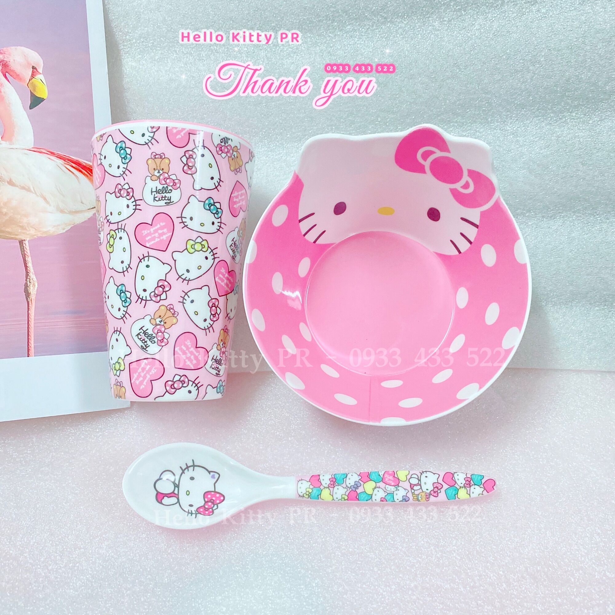 Combo chén muỗng ly tô Hello Kitty