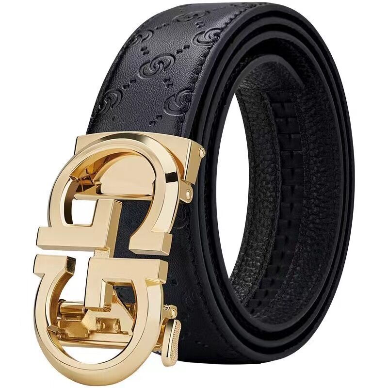 Thắt lưng nam chữ GG dây hoạ tiết đẹp mắt trẻ trung AZ342 khoá cài tự động 2 màu vàng, đen phong cách Hàn Quốc