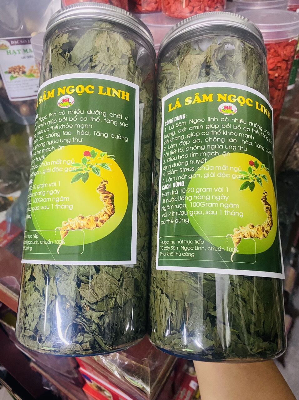 hộp trà lá sâm ngọc linh khô 100g