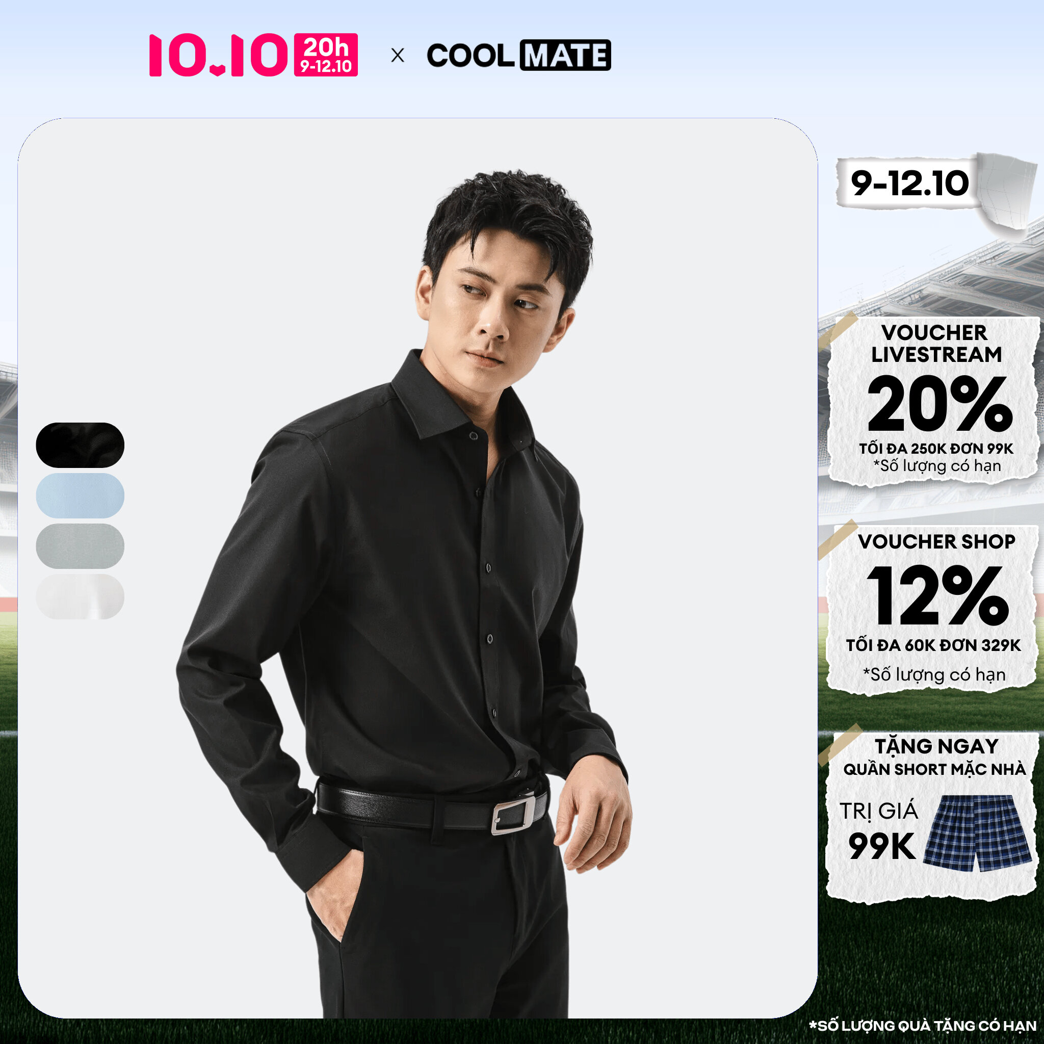 [CHỈ 20H 9-12.10 TẶNG QUẦN SHORT]Áo sơ mi dài tay Modal Essential thoáng khí, thấm hút tốt - Coolmate