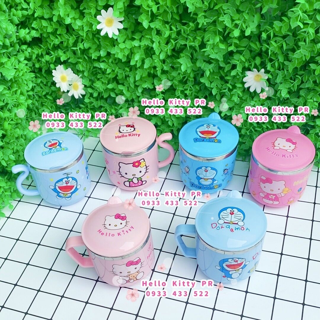 Ly cốc inox Hello Kitty Doremon Doraemon