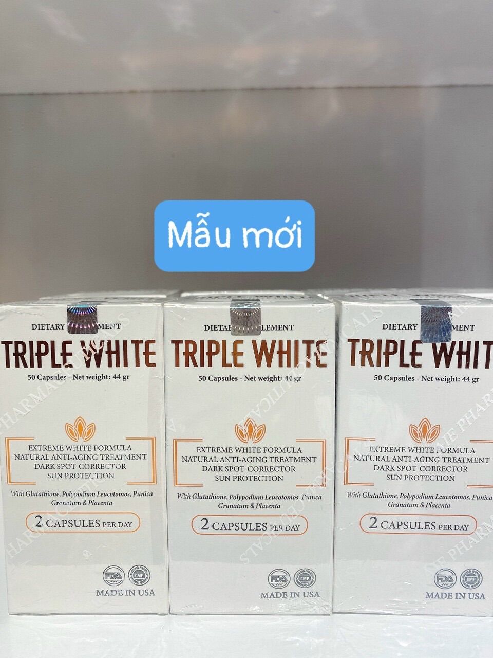 V iên u ống triple white - glutathion 1200mg trắng da, mờ nám, giảm thâm hộp 50 viên
