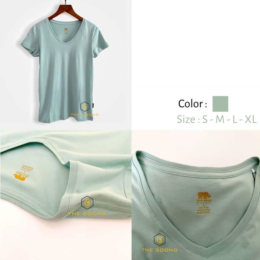 [HCM]Combo 2 áo thun nữ cổ tim Gold Rhino
