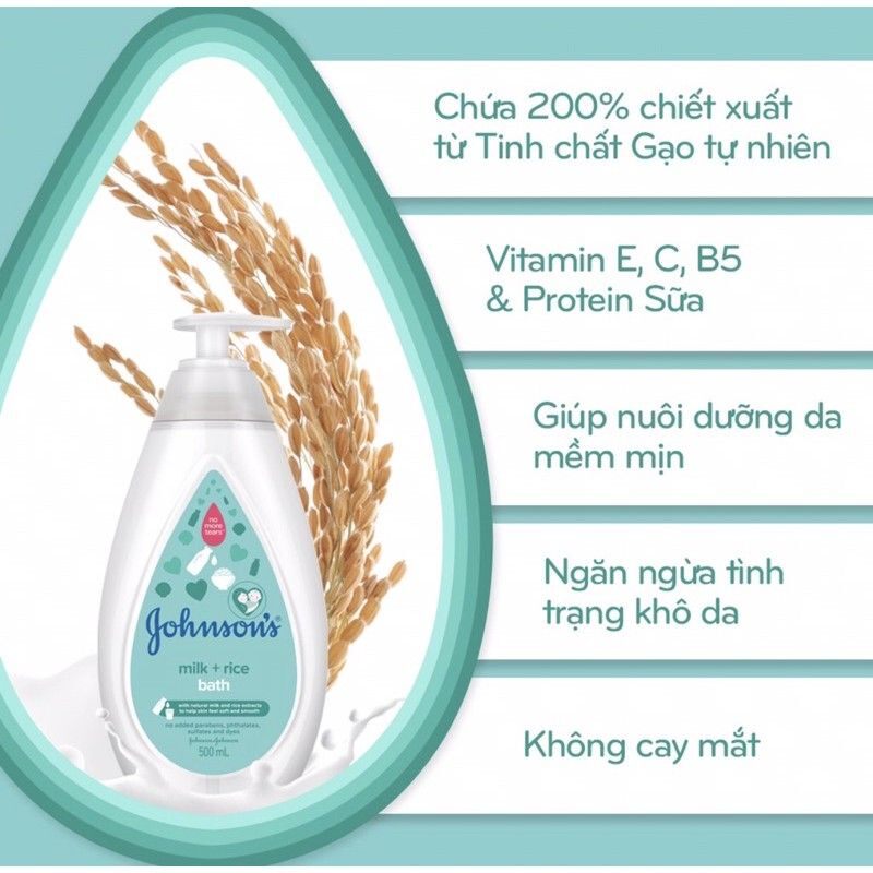 [Mua 1 được 2 ] Sữa tắm Johnson's chứa sữa và gạo 500ml