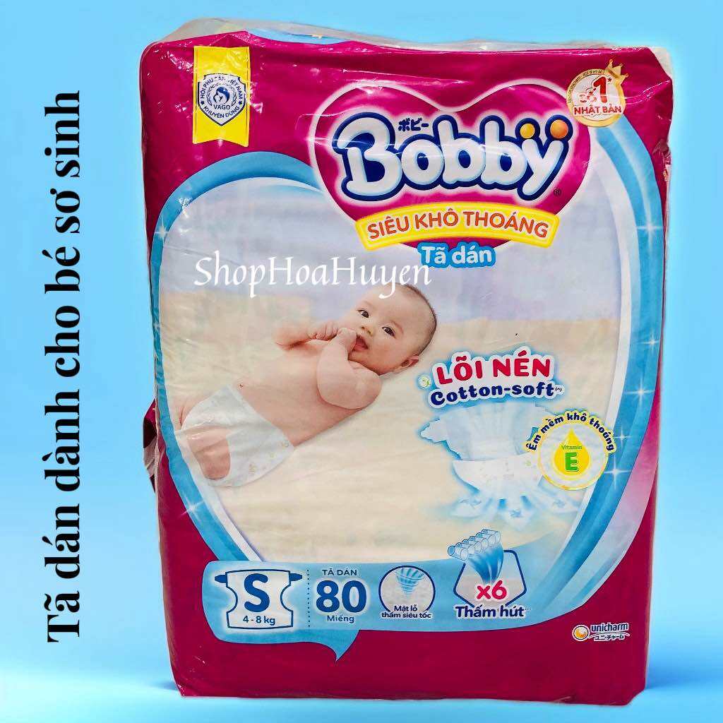 Tã dán bobby cho bé sơ sinh vừa lọt lòng - tã dán sơ sinh bobby S80 Miếng và NB70 Miếng - Tã dán sơ 