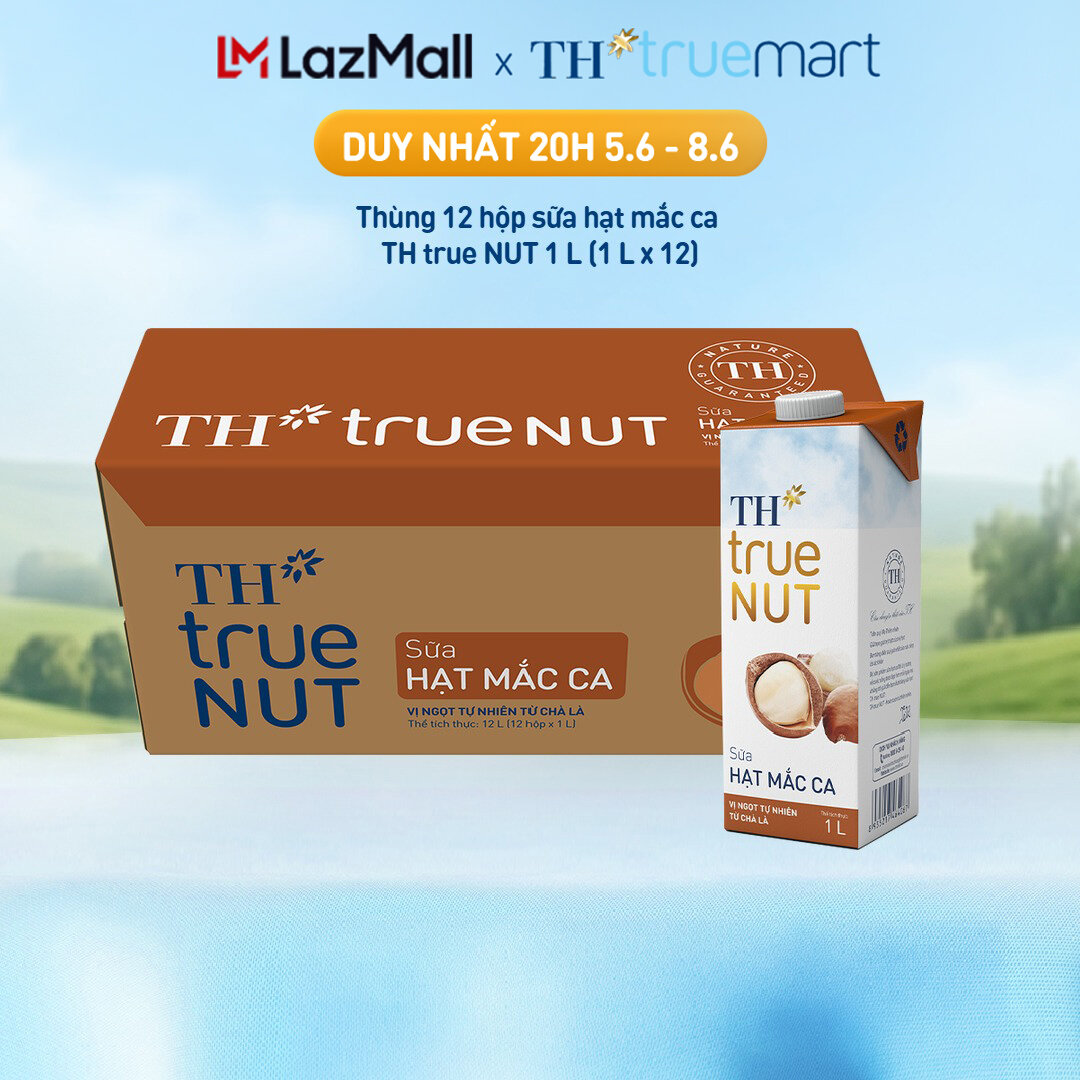Thùng 12 hộp sữa hạt mắc ca TH true NUT 1 L (1 L x 12)