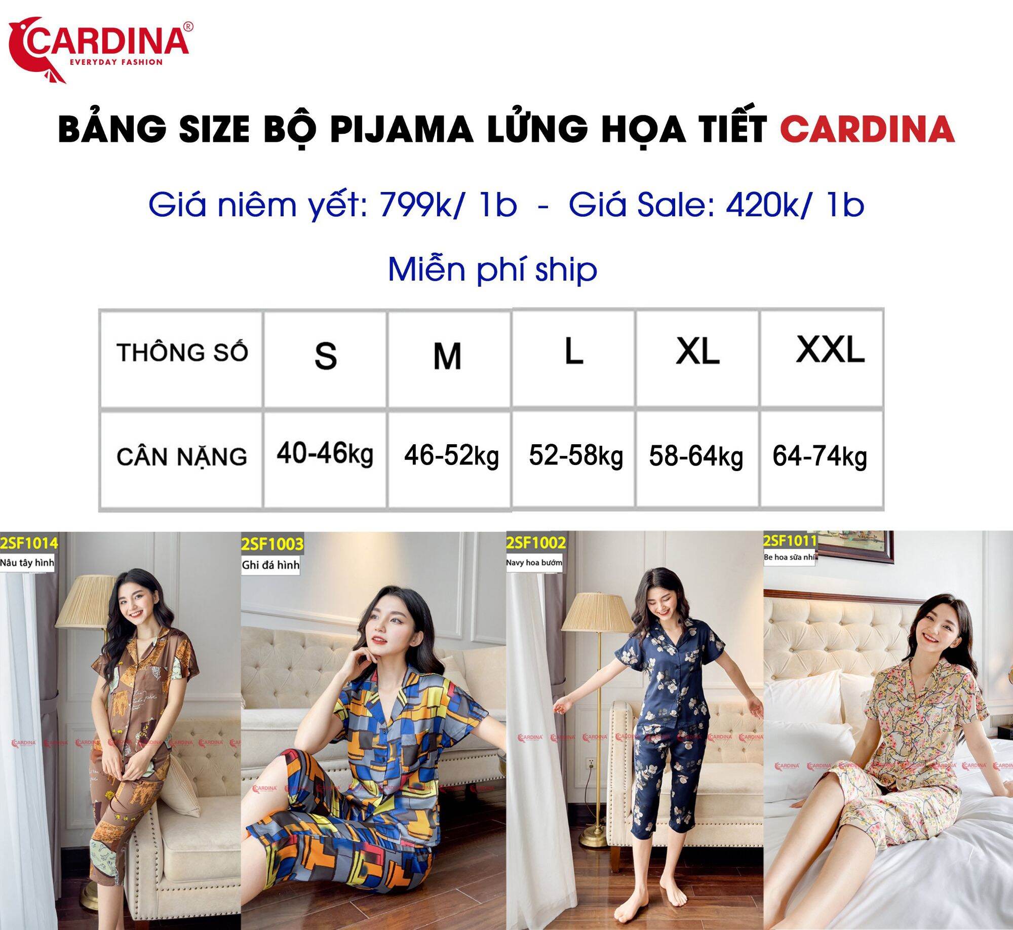 Bộ pijama lụa satin Nhật  họa tiết lửng
