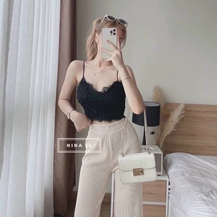 Áo hai dây bara ren cao cấp áo croptop form 50kg