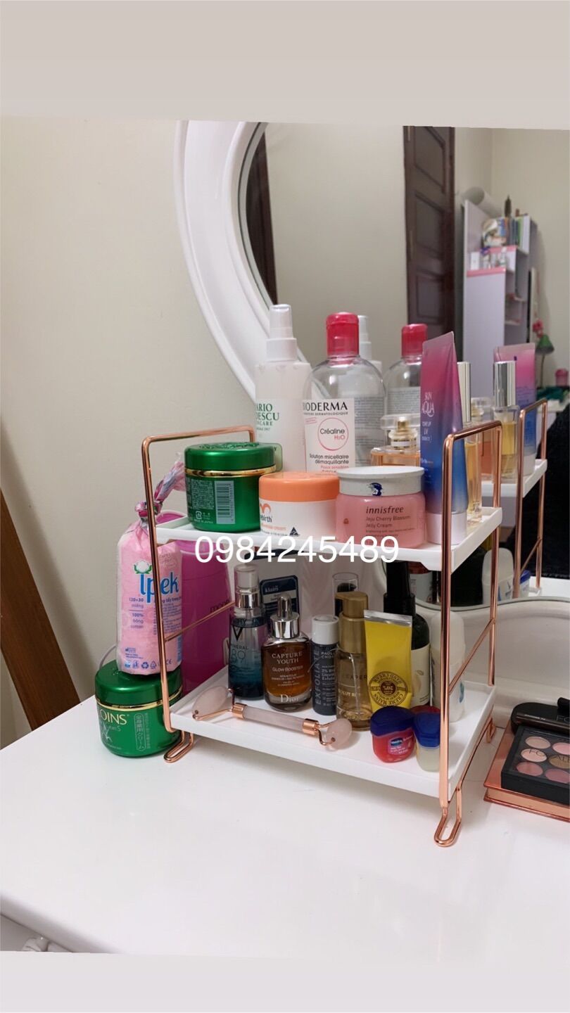Kệ để đồ 2 - 3 tầng rose gold "sẵn hàng"