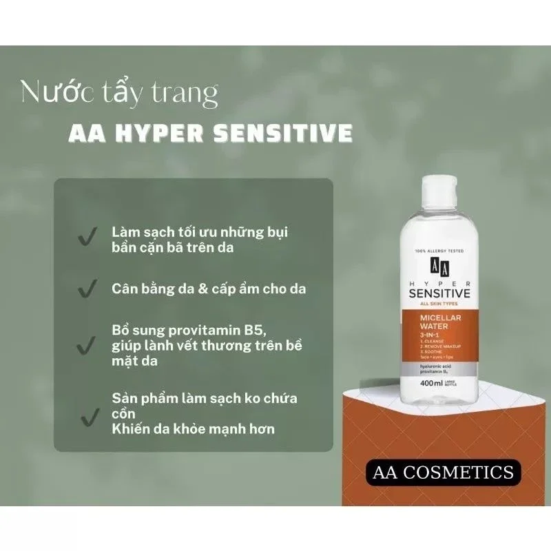 Nước tẩy trang AA HYPER SENSITIVE (400ml)_mỹ phẩm chính hãng