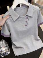 HUAXUNRAN | Áo Polo Nữ Tay Ngắn Cotton Mùa Hè Cỡ Lớn Form Rộng Thoải Mái Dành Cho Phụ Nữ Trung Niên