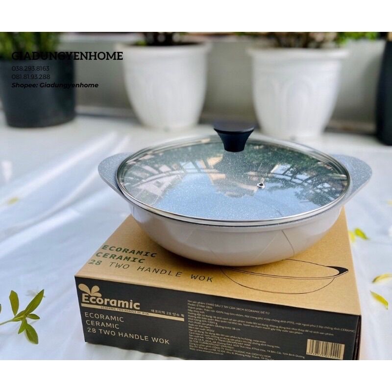 CHẢO LẨU SÂU 28cm ĐÁY TỪ ECORAMIC