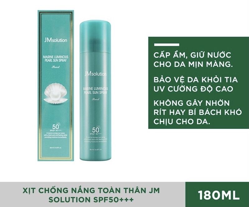 Xịt chống nắng Jm Solution Marine Luminous Pearl Sun Spray 180ml (chai xanh)