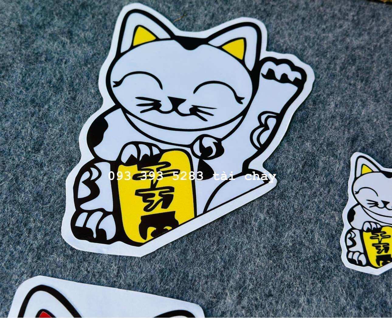 [ 1 TEM ] TEM DECAL STICKER MÈO THẦN TÀI 1/4