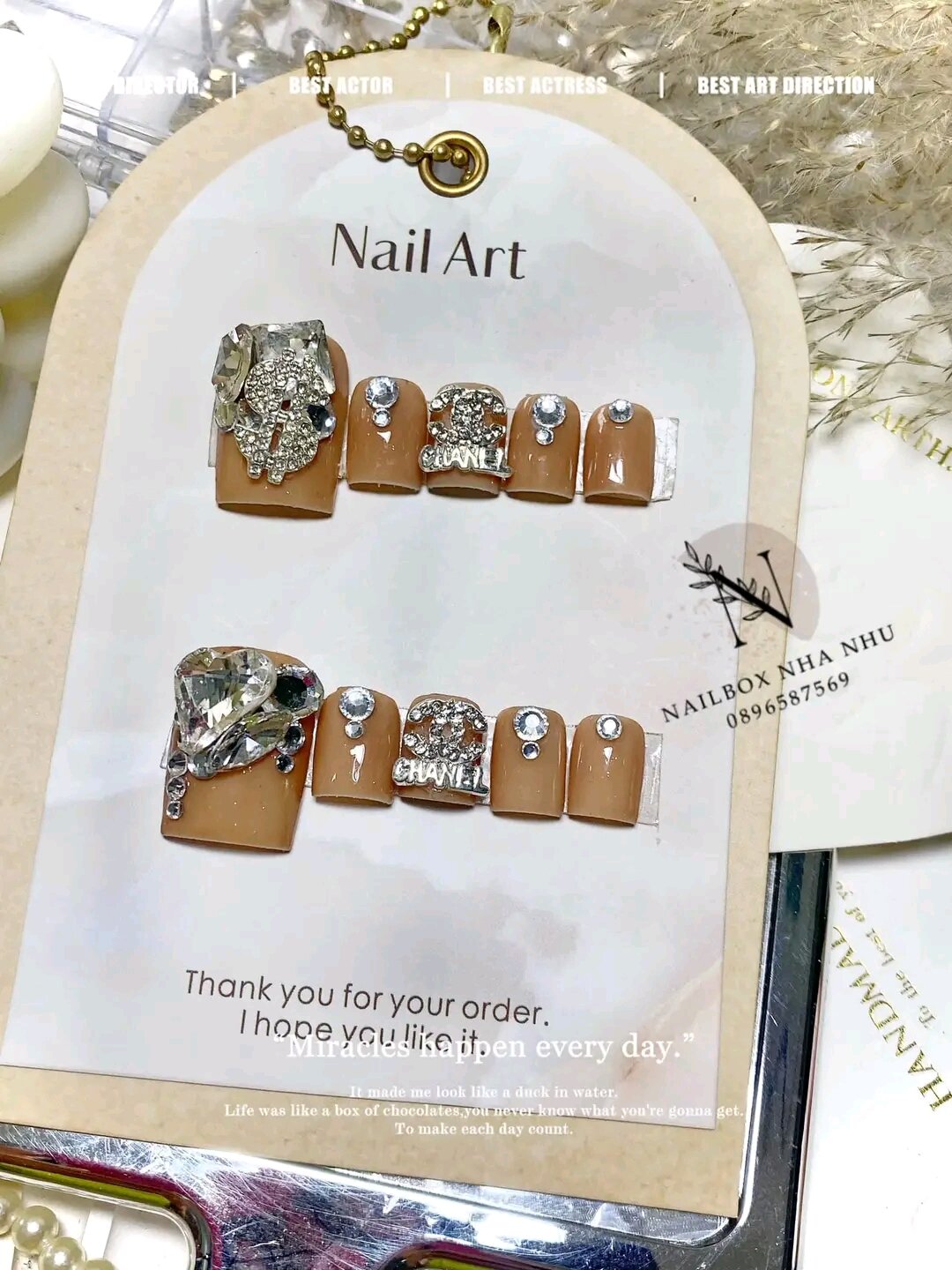 Nailbox thiết kế nail chân , gắn đá sang chảnh, from dài - mã 2