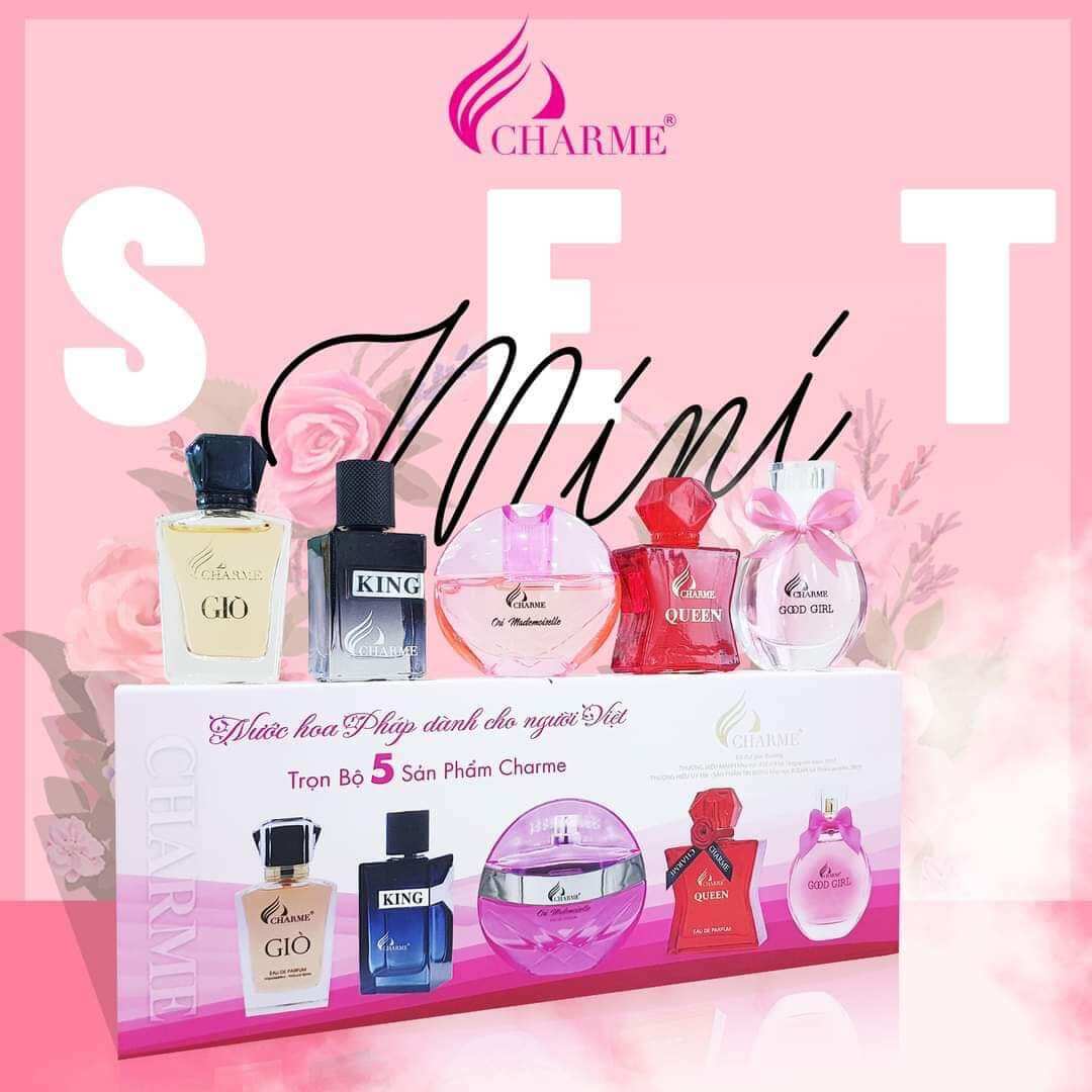 Set nước hoa 5 mùi charme cho nam và nữ chính hãng