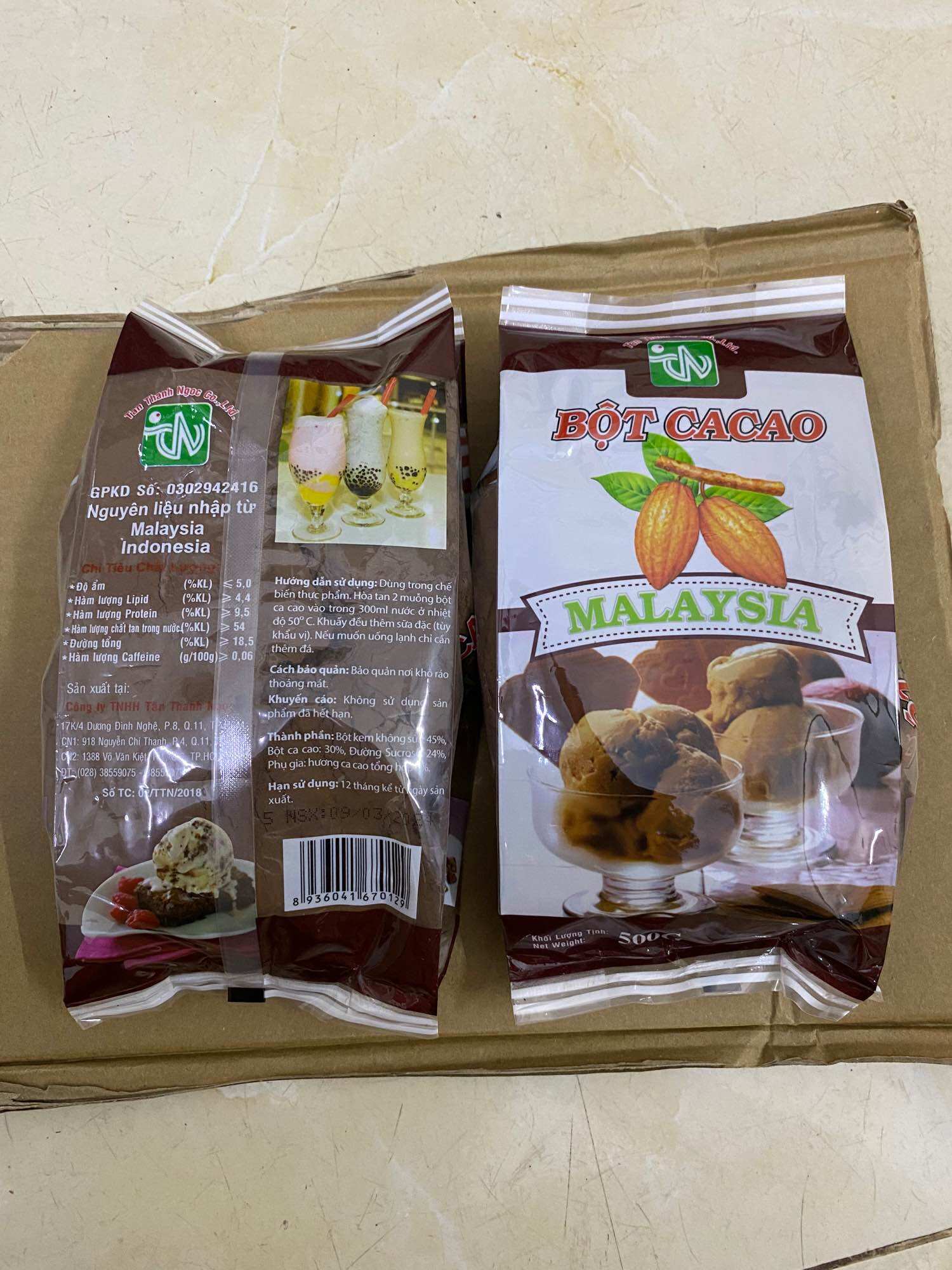 ca cao sữa Malaysia gói 500g