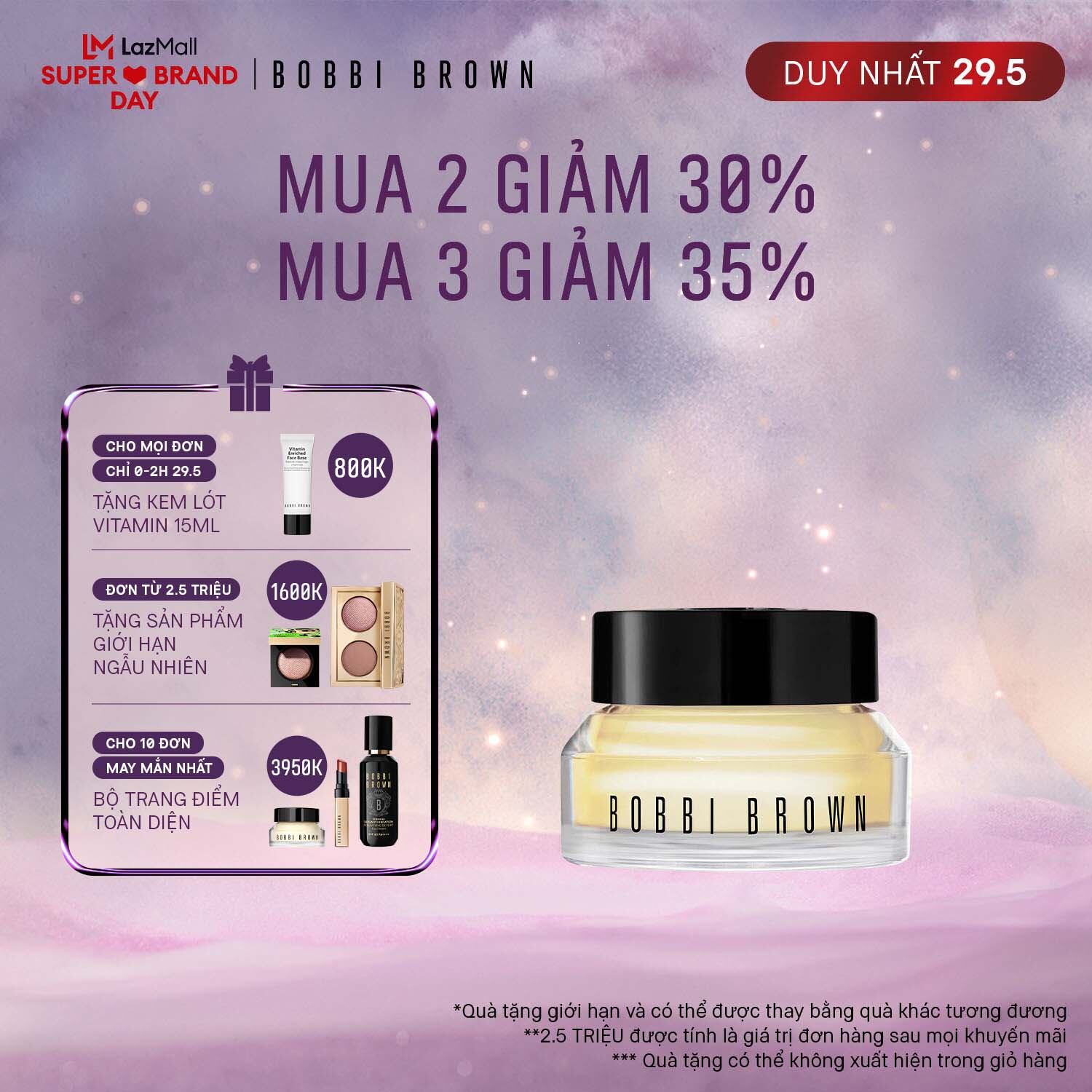 [ĐỘC QUYỀN 29.5] [VOUCHER 13% TỐI ĐA 500K] Kem lót & dưỡng ẩm mắt Bobbi Brown Vitamin Enriched Eye Base  - Eye Cream and Primer 15ml