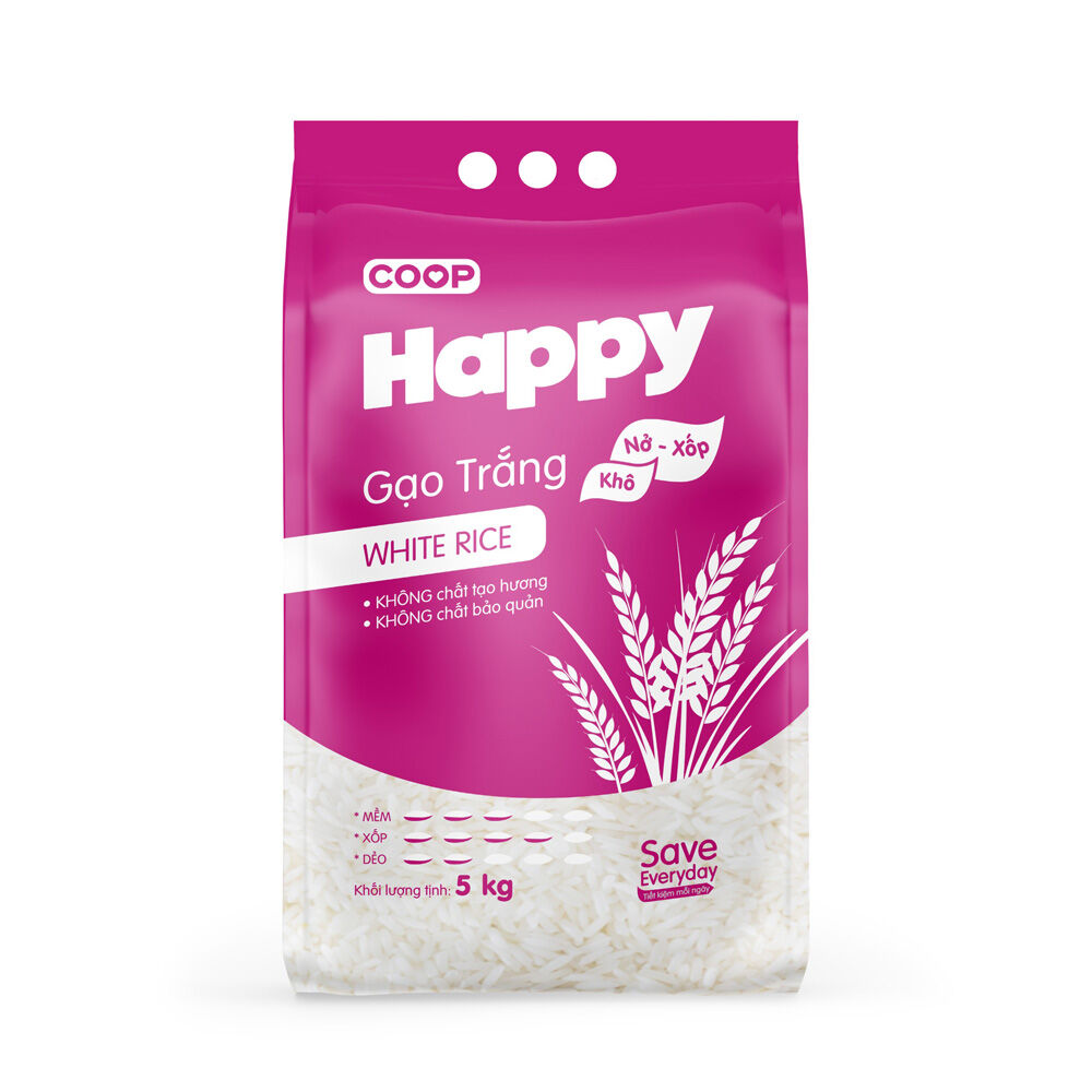 [DATE MỚI] Gạo trắng nở xốp Happy 5kg