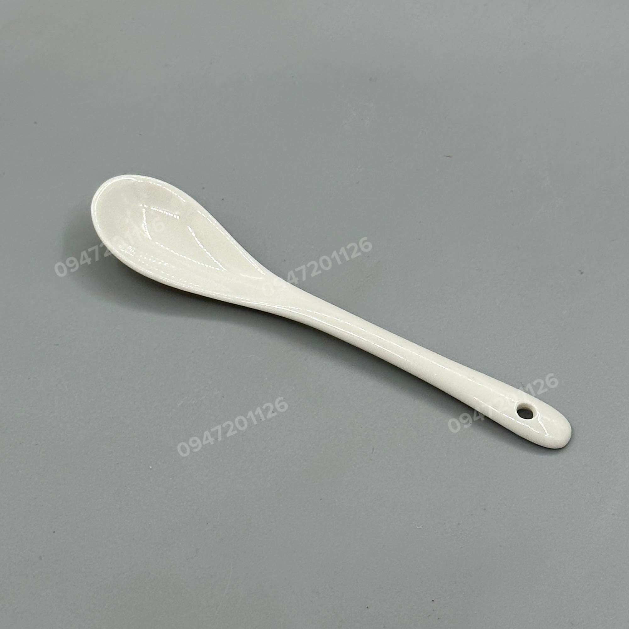 Thìa cafe gốm Bát Tràng - Thìa pha khuấy cafe dài 12cm
