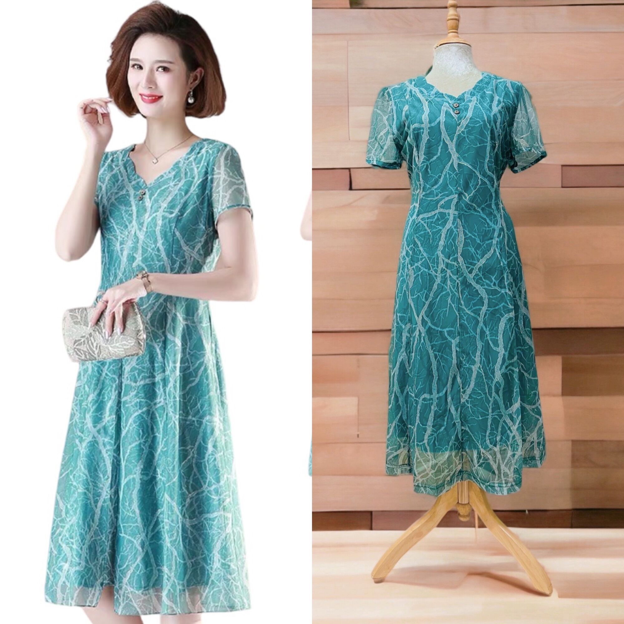 [HCM]Đầm trung niên dự tiệc chất Voan