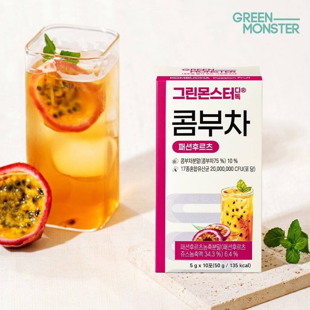 Trà giảm cân Detox vị trái cây lên men Hàn Quốc Greenmonster Kombucha thanh lọc bổ sung vitamin& kho