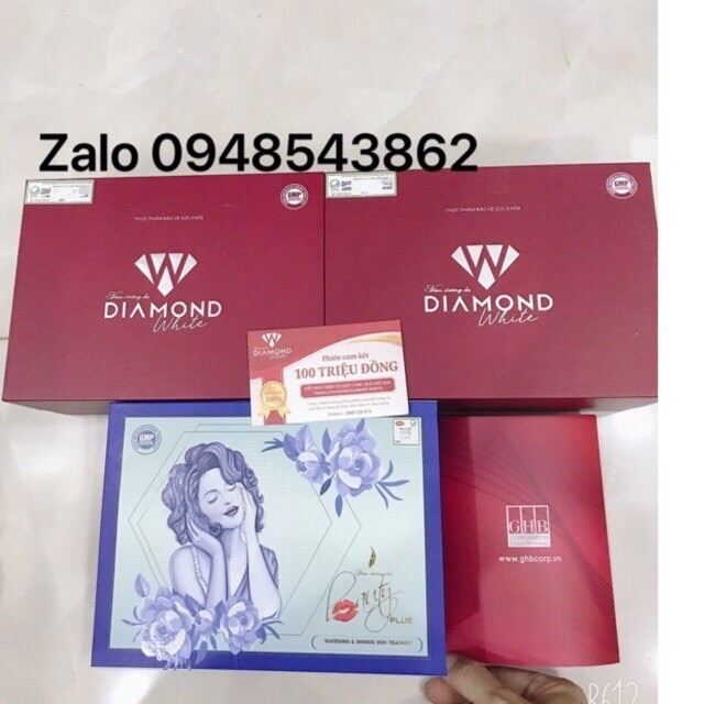 [Chính Hãng] Combo 2 Hộp Viên Uống Trắng Da Diamond White Tặng 1 Hộp Beauty Plus(Xoá Tem Qr)