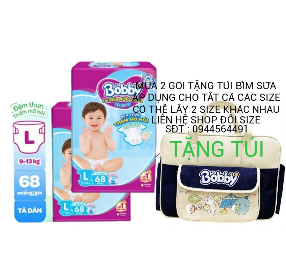 🏪 {TẶNG TÚI BỈM SỮA DU LỊCH } COMBO 2 TÃ DÁN BOBBY ĐỆM LƯNG THẤM MÔ HÔI M76 - L68 - XL62 - XXL56