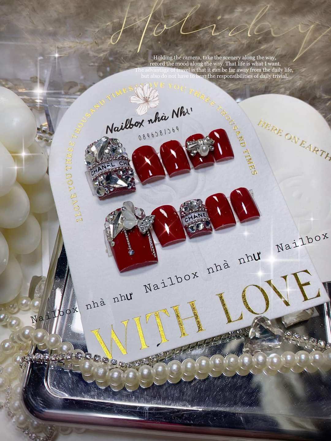 Nailbox thiết kế móng chân , gắn charm đá , mã1