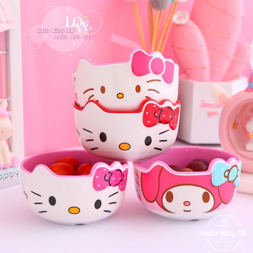 Chén nhựa giả sứ 3D Hello Kitty