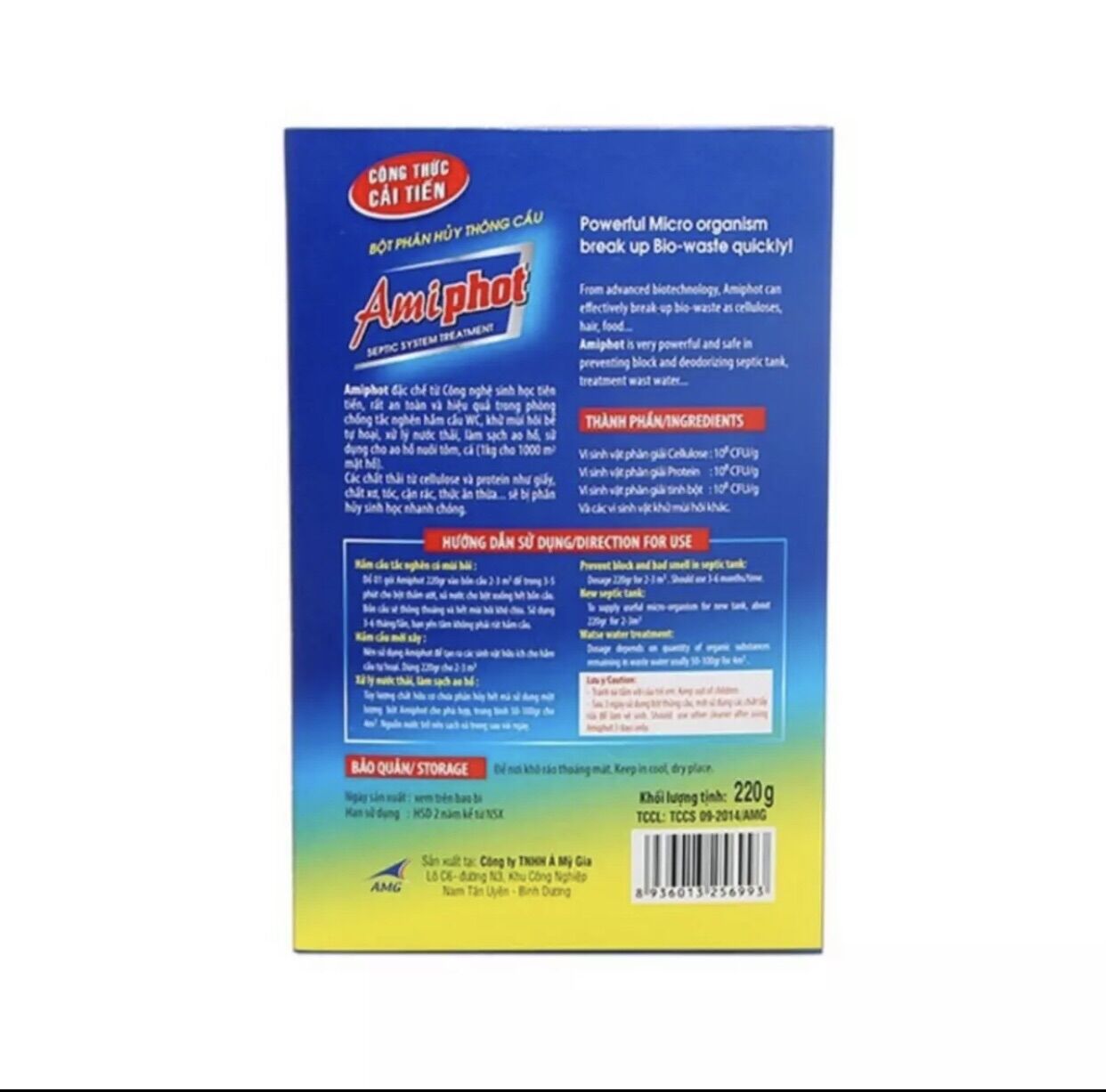 Bột phân hủy thông cầu Amiphot - Hộp 220g
