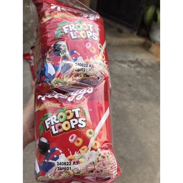 Date 11/2023 combo 12 bịch ngũ cốc ăn sáng kellogg's froot loops gói 15g