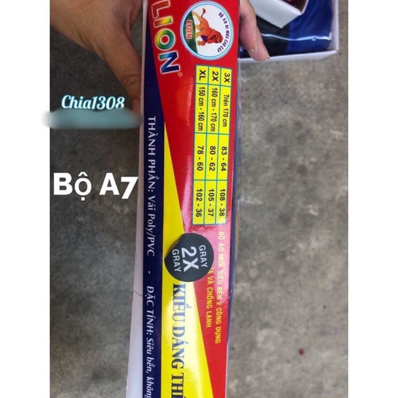[HCM]Áo mưa bộ A7 hiệu Lion 2 lớp ( sỉ ib )