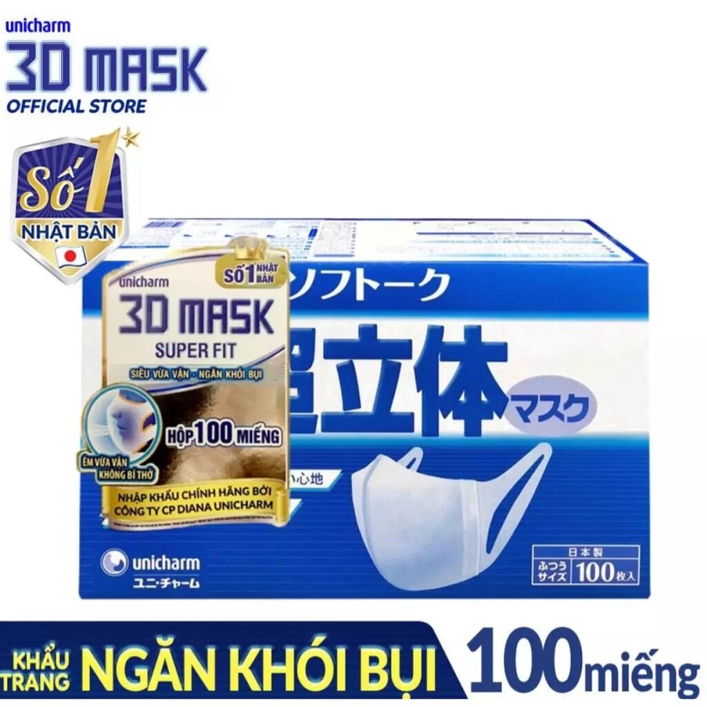 [HCM]Hộp 100 cái khẩu trang 3D mask của Unicharm