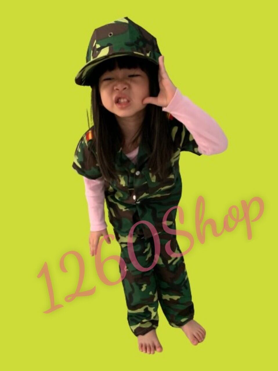 Bộ Đồ Rằn Ri Trẻ Em Kèm Nón Cho Bé Vui Chơi