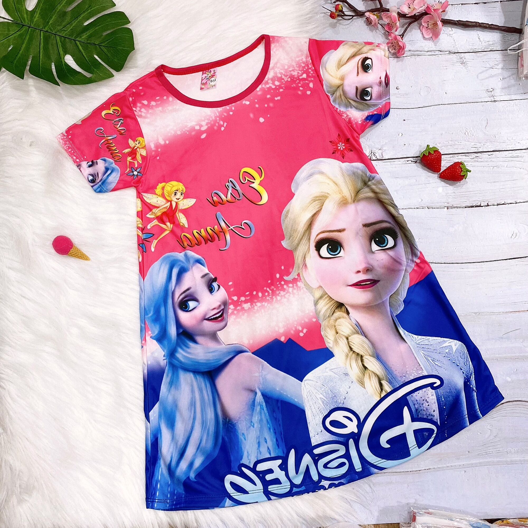 [HCM]Váy bé gái công chúa Elsa cực xinh chất vải thun in 3D sắc nét, mềm mại, thoáng mát từ 18-35kg (4 màu)