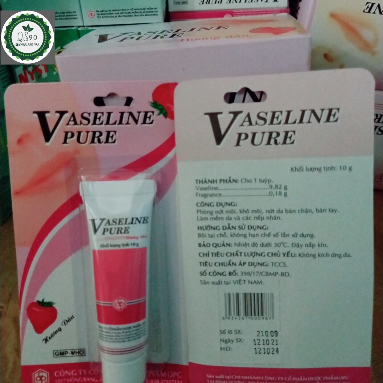 Vaseline pure hương dâu 1 tuýp 10g