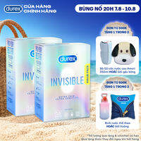 Bộ 2 Hộp Bao Cao Su Durex Invisible Siêu Mỏng, Size 52 mm, Hộp 16 Bao