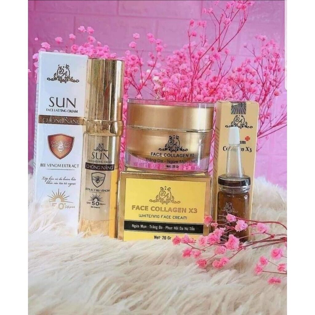 Combo Kem dưỡng da Face Collagen X3+Serum nám +Chống nắng Collagen X3 Mỹ Phẩm Đông Anh BH09