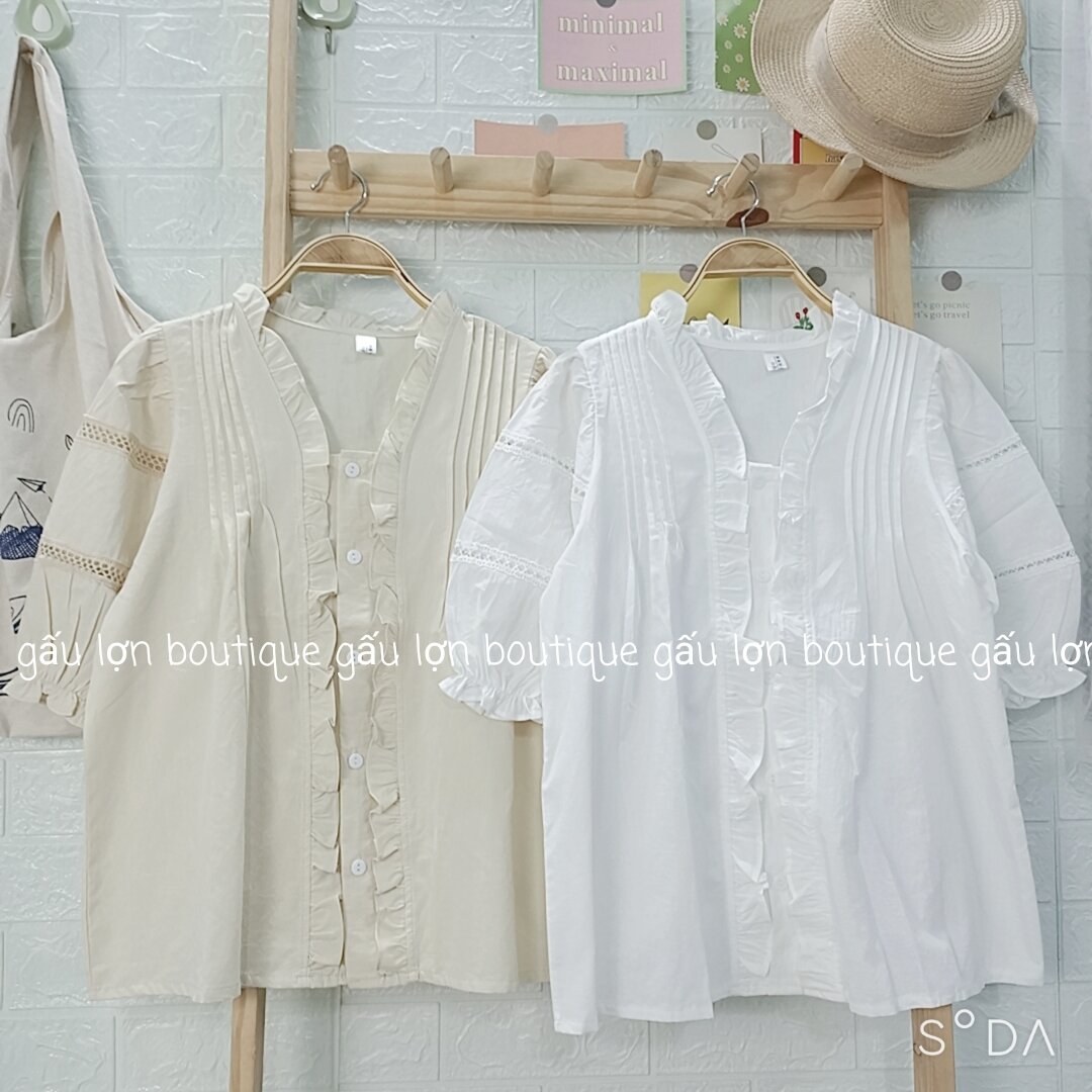 áo sơ mi kiểu cổ v bèo phong cách hàn quốc