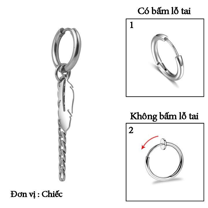 1 chiếc bông tai inox kpop thời trang hàn quốc