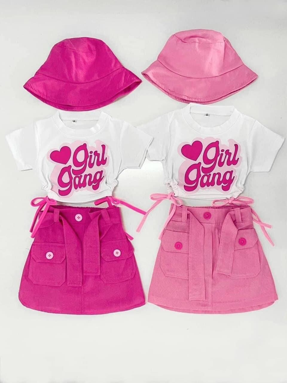 Set váy áo kèm mũ xinh xắn bé gái