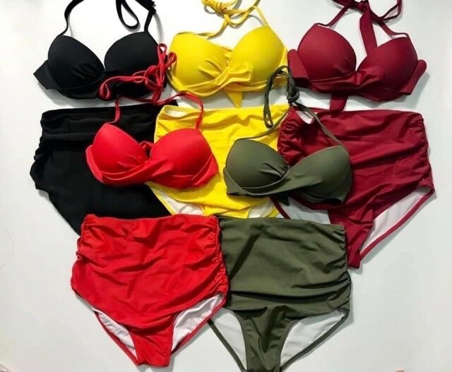 [HCM]Set bikini cạp cao quần nhúng che bụng nhiều màu