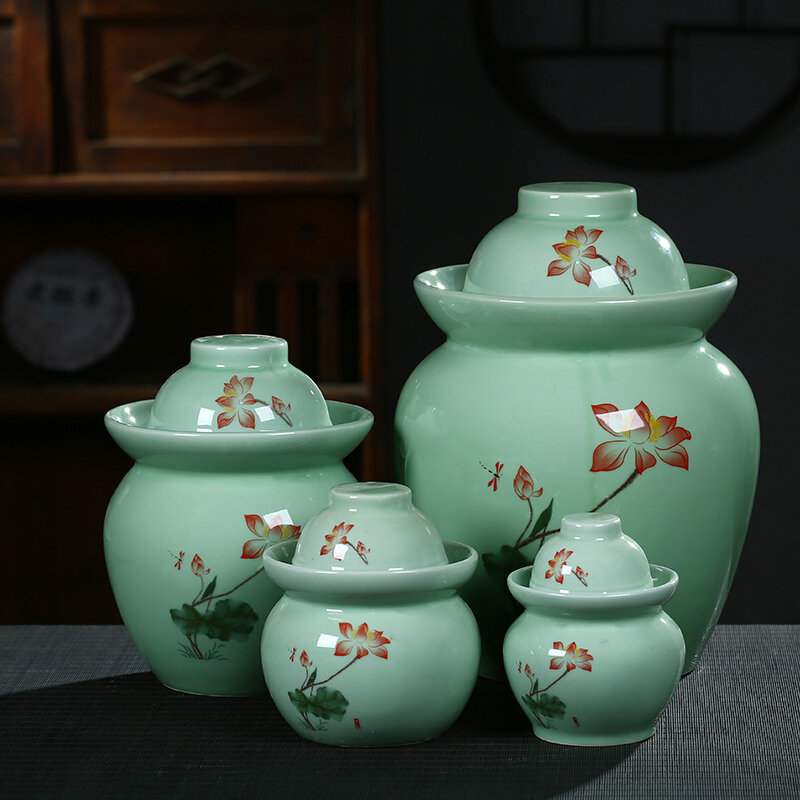Pickles Earthen Jar Ceramic Jingdezhen Thickened Earthenware Sealed Jar Sichuan Pickles Pickled Cabbage Small Pickles Earthen Jar Household